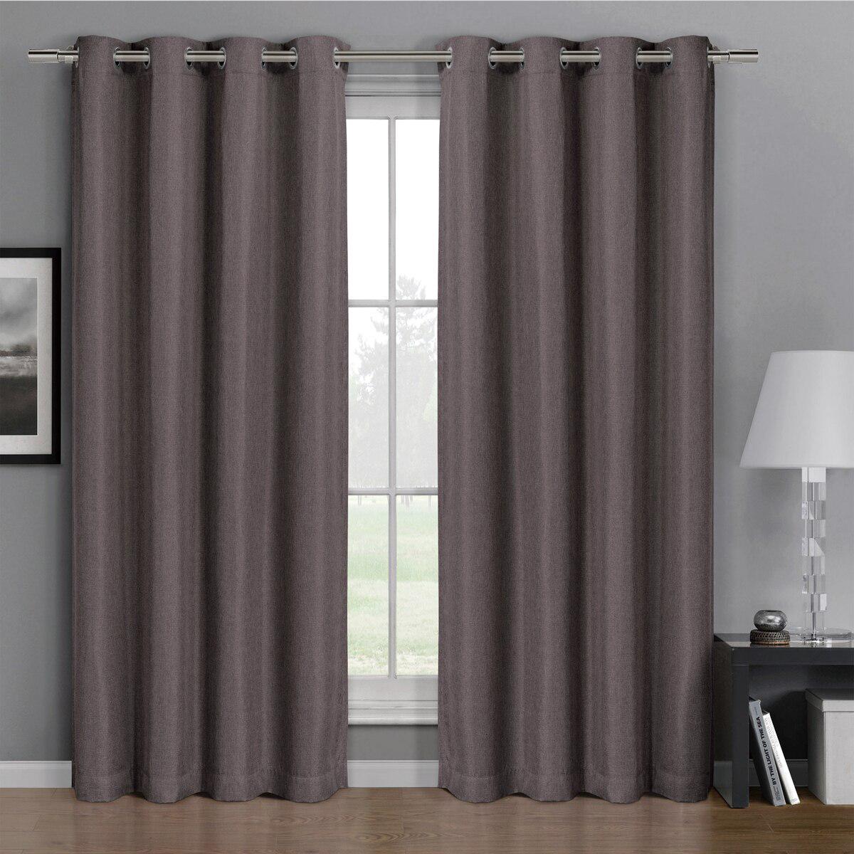 Gulfport Faux Linen Blackout Weave Curtains With Grommets Single Panel - Image 24