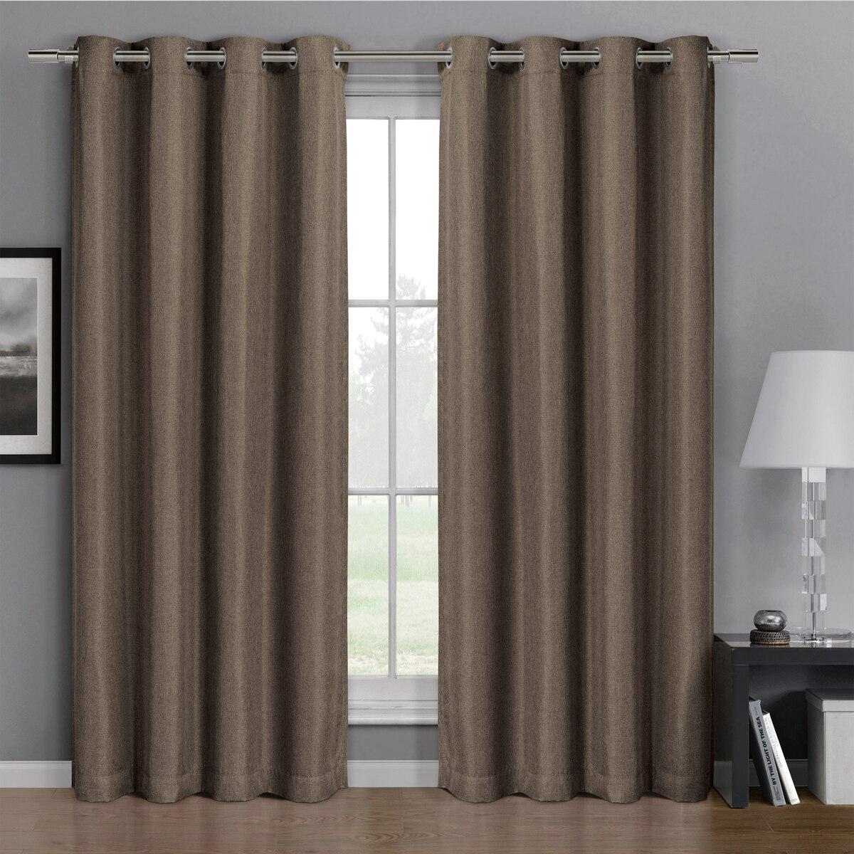 Gulfport Faux Linen Blackout Weave Curtains With Grommets Single Panel - Image 52