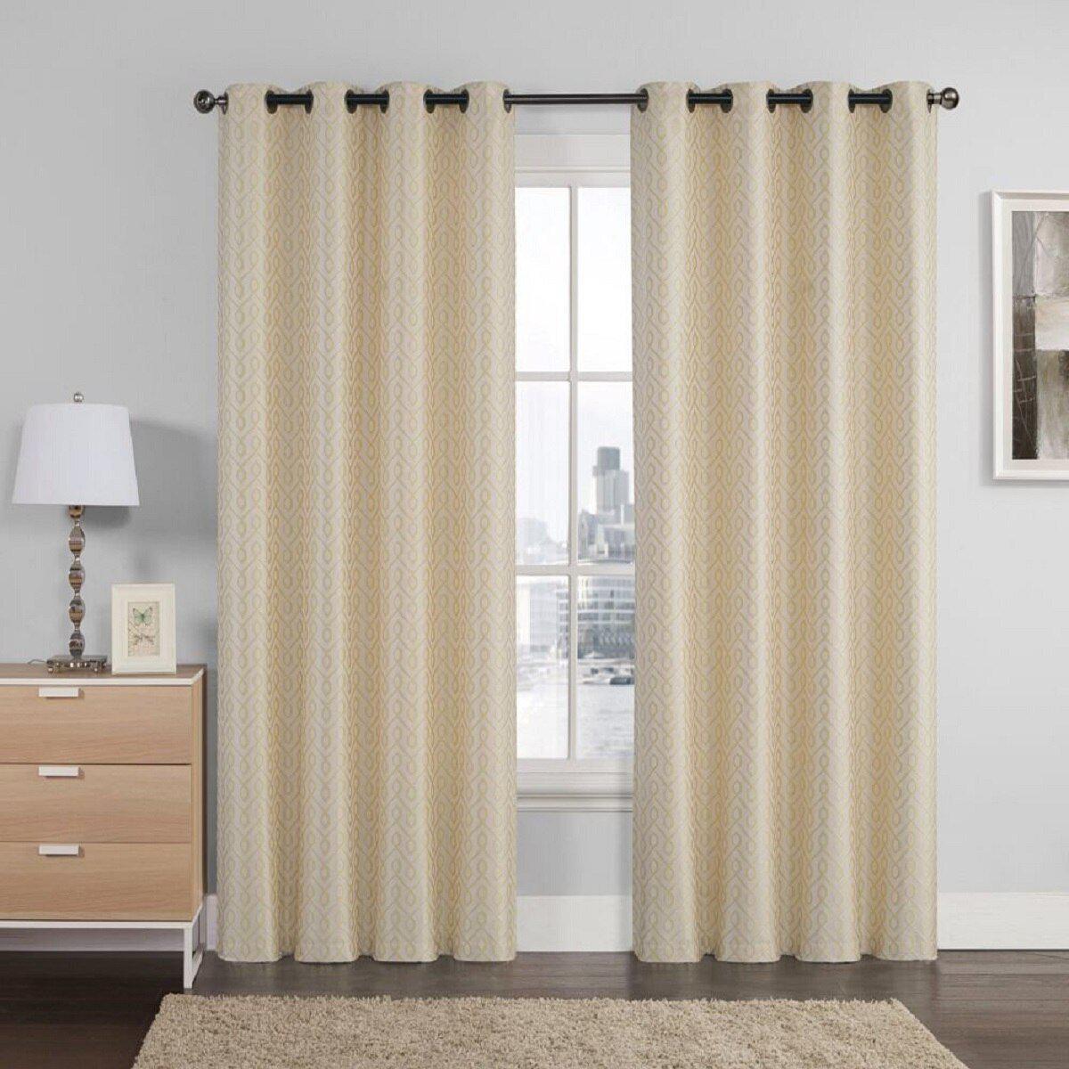 Empress Embroidered 110Wx90L Curtains With Grommet Top Jacquard Drapes (Set of 2) - Image 14