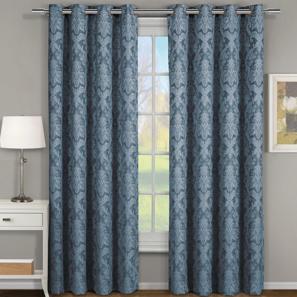Blair Damask Floral Curtains Jacquard Drapes Grommet Top Panels (Set of 2) - Image 17