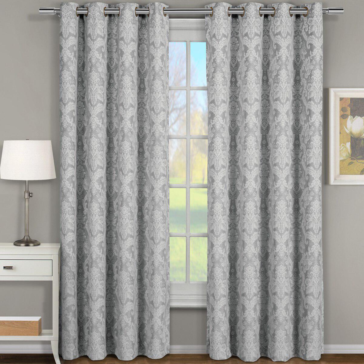 Blair Damask Floral Curtains Jacquard Drapes Grommet Top Panels (Set of 2) - Image 32