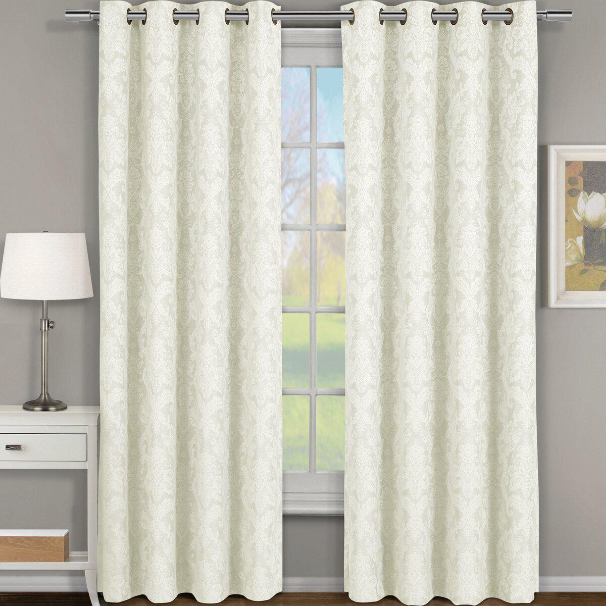 Blair Damask Floral Curtains Jacquard Drapes Grommet Top Panels (Set of 2) - Image 36
