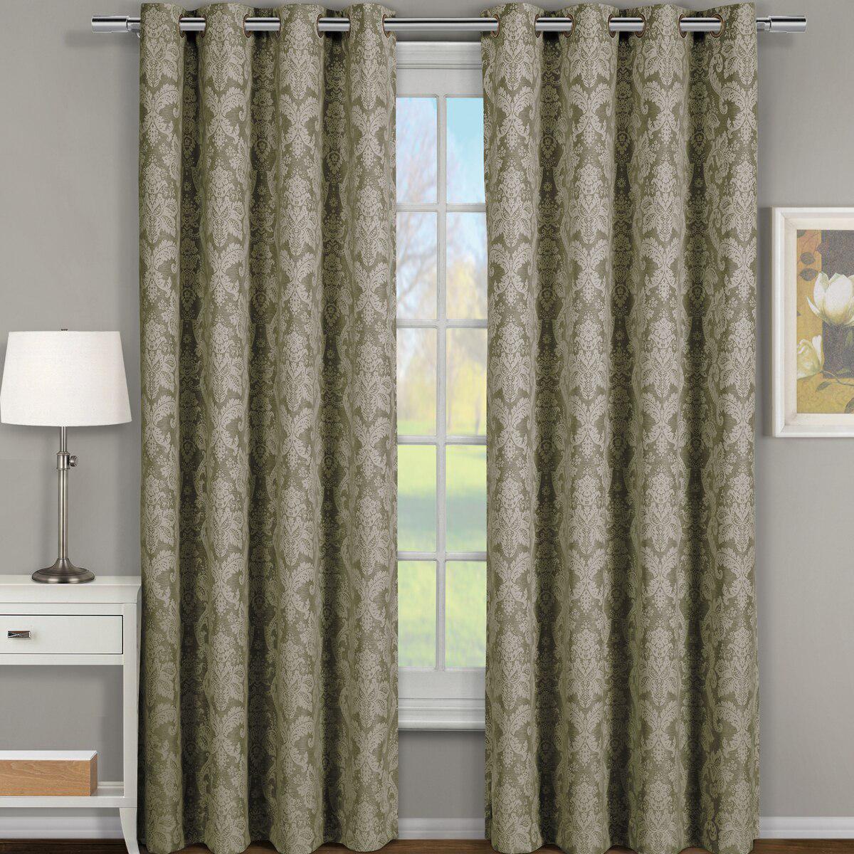 Blair Damask Floral Curtains Jacquard Drapes Grommet Top Panels (Set of 2) - Image 23