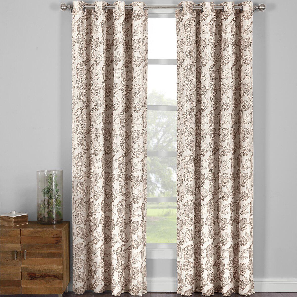 Catalina Leaf Swirl Jacquard Curtain Panels Grommet Top (Set of 2) - Image 14