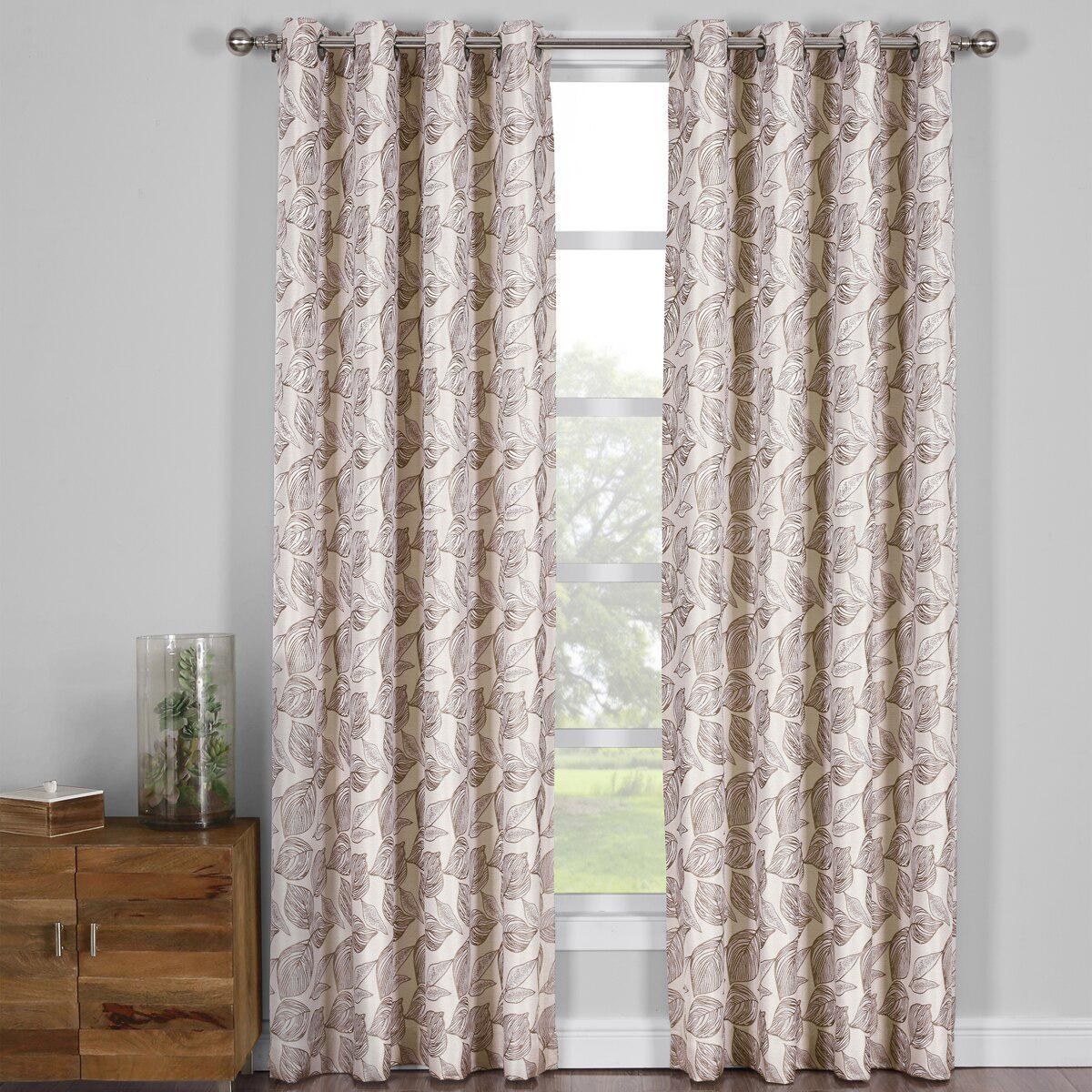 Catalina Leaf Swirl Jacquard Curtain Panels Grommet Top (Set of 2) - Image 15