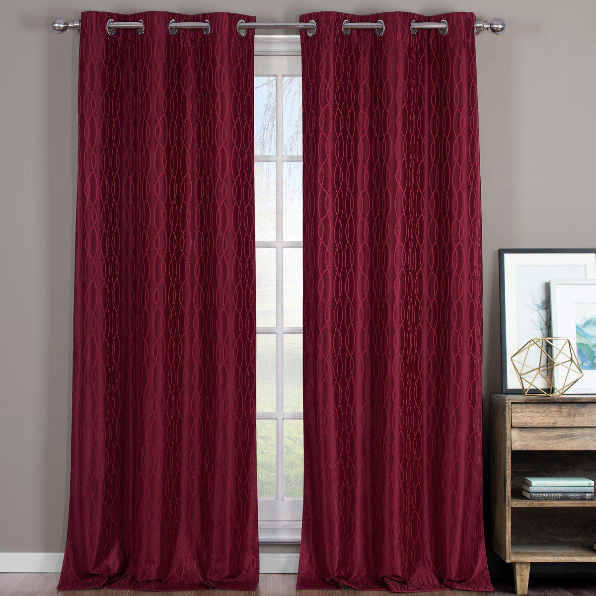 Voyage Jacquard Thermal Blackout Grommets Curtain Panels (Set of 2) in 63. 84. 96 OR 108 inch long - Image 13