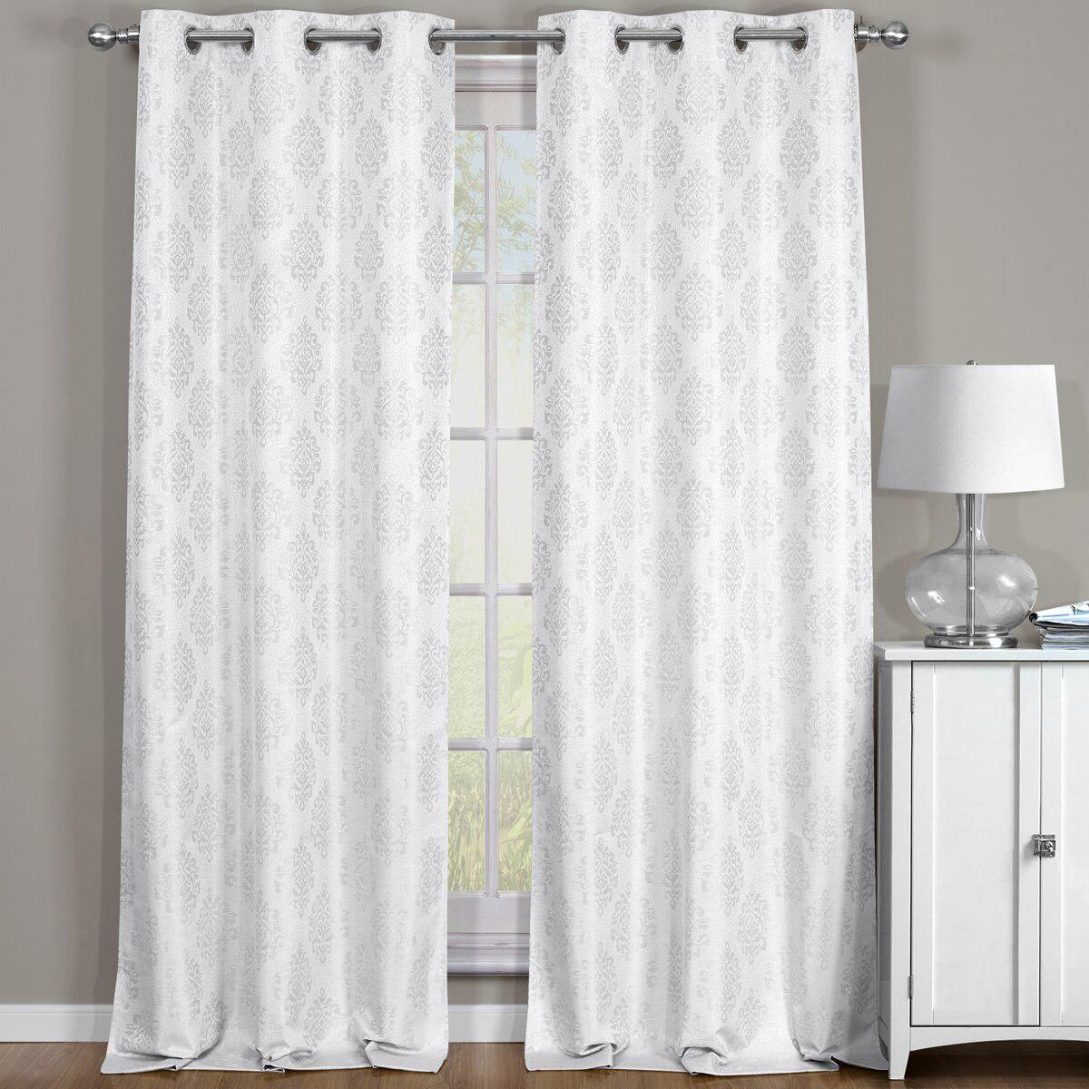 Paisley Thermal Blackout Jacquard Grommet Top Curtain Pair Panels - Image 12