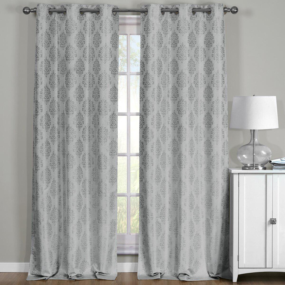 Paisley Thermal Blackout Jacquard Grommet Top Curtain Pair Panels - Image 16