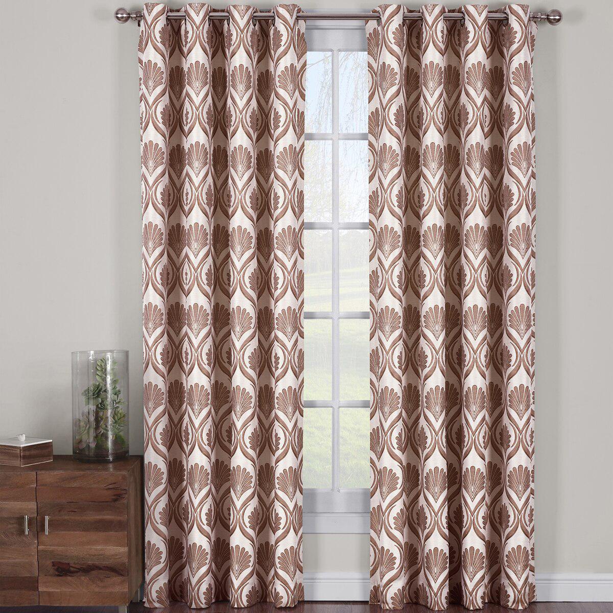 Modern Jacqueline Jacquard Drapes Grommet Top (Set of 2 Panels) - Image 9
