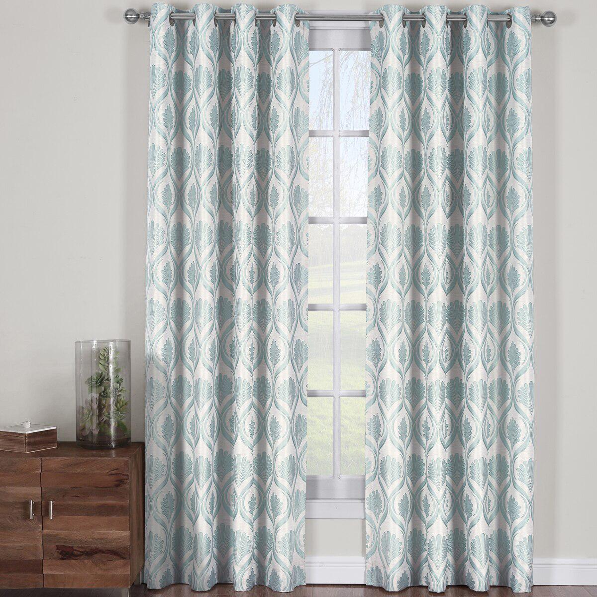 Modern Jacqueline Jacquard Drapes Grommet Top (Set of 2 Panels) - Image 10