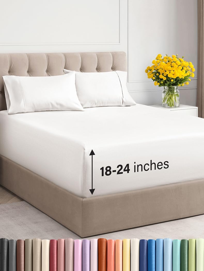 Extra Deep Cal King Sheet Set - 6 Piece Breathable & Cooling Sheets - Hotel Luxury Bed Sheets Set - Easy & Secure Fit - Soft, Wrinkle Free & Comfy Sheets Set - Grey Sheet Set with Extra Deep Pockets - Image 8