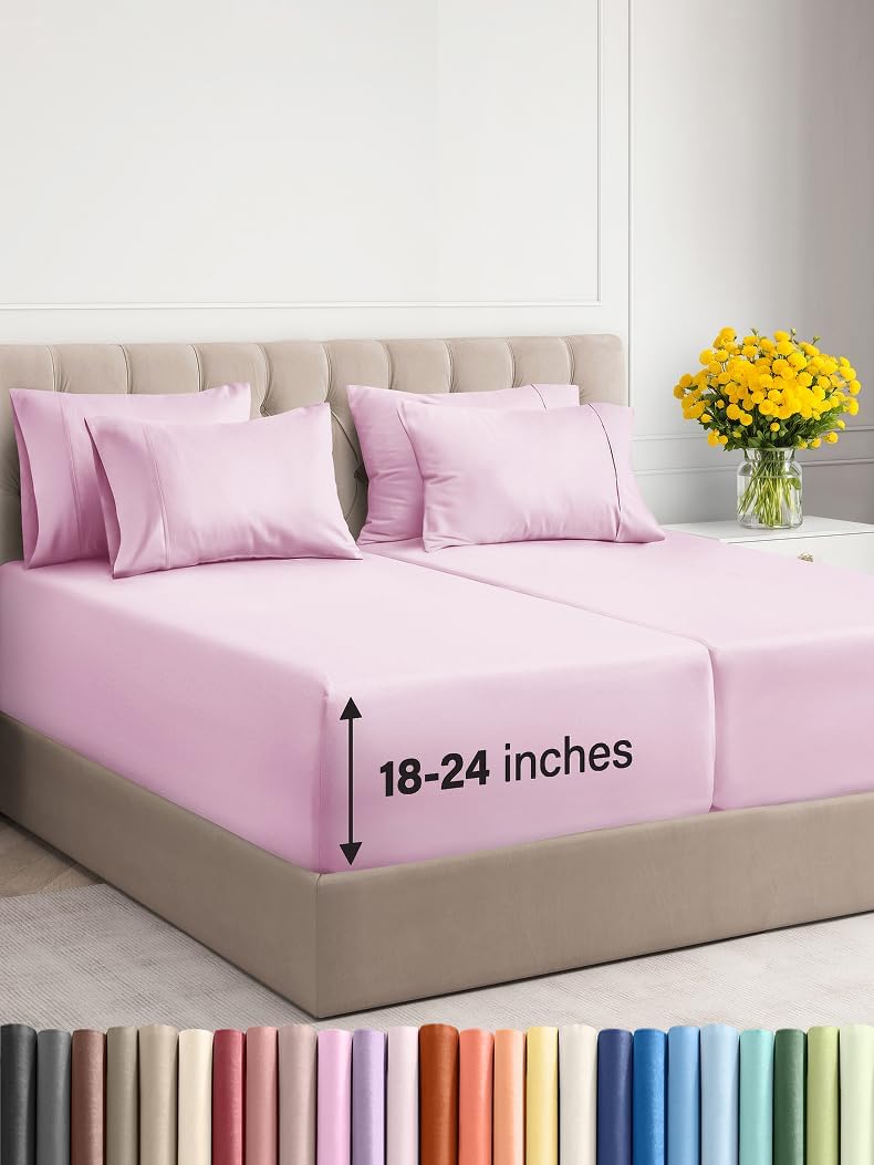 Extra Deep Cal King Sheet Set - 6 Piece Breathable & Cooling Sheets - Hotel Luxury Bed Sheets Set - Easy & Secure Fit - Soft, Wrinkle Free & Comfy Sheets Set - Grey Sheet Set with Extra Deep Pockets - Image 131