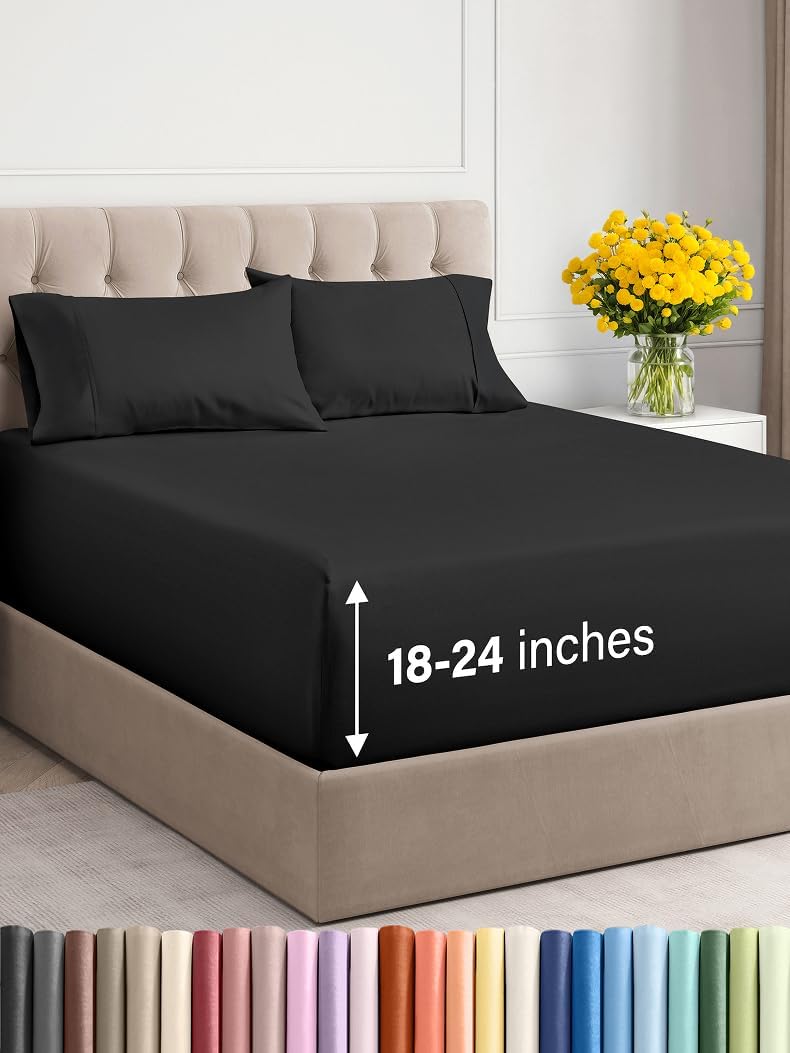 Extra Deep Cal King Sheet Set - 6 Piece Breathable & Cooling Sheets - Hotel Luxury Bed Sheets Set - Easy & Secure Fit - Soft, Wrinkle Free & Comfy Sheets Set - Grey Sheet Set with Extra Deep Pockets - Image 29