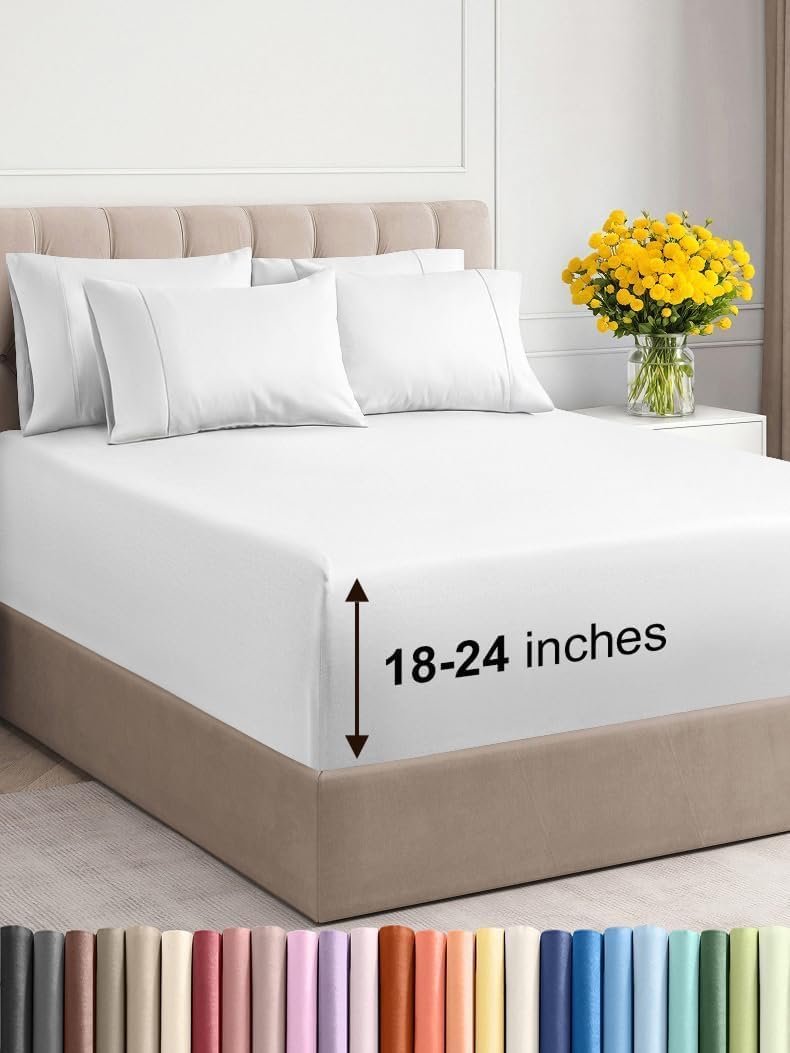 Extra Deep Cal King Sheet Set - 6 Piece Breathable & Cooling Sheets - Hotel Luxury Bed Sheets Set - Easy & Secure Fit - Soft, Wrinkle Free & Comfy Sheets Set - Grey Sheet Set with Extra Deep Pockets - Image 53