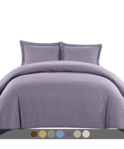 Wrinkle-Free Cotton Blend 600 Thread Count Duvet Cover Set. Full/Queen