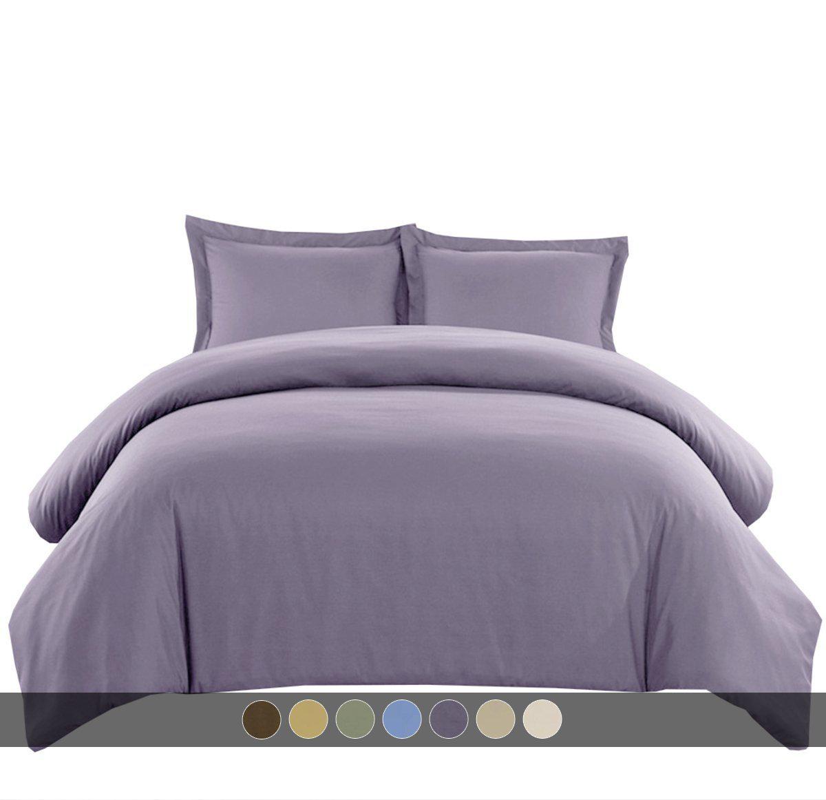 Wrinkle-Free Cotton Blend 600 Thread Count Duvet Cover Set. Full/Queen