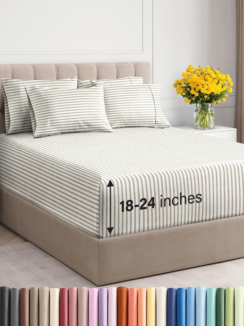 Extra Deep Cal King Sheet Set - 6 Piece Breathable & Cooling Sheets - Hotel Luxury Bed Sheets Set - Easy & Secure Fit - Soft, Wrinkle Free & Comfy Sheets Set - Grey Sheet Set with Extra Deep Pockets - Image 92