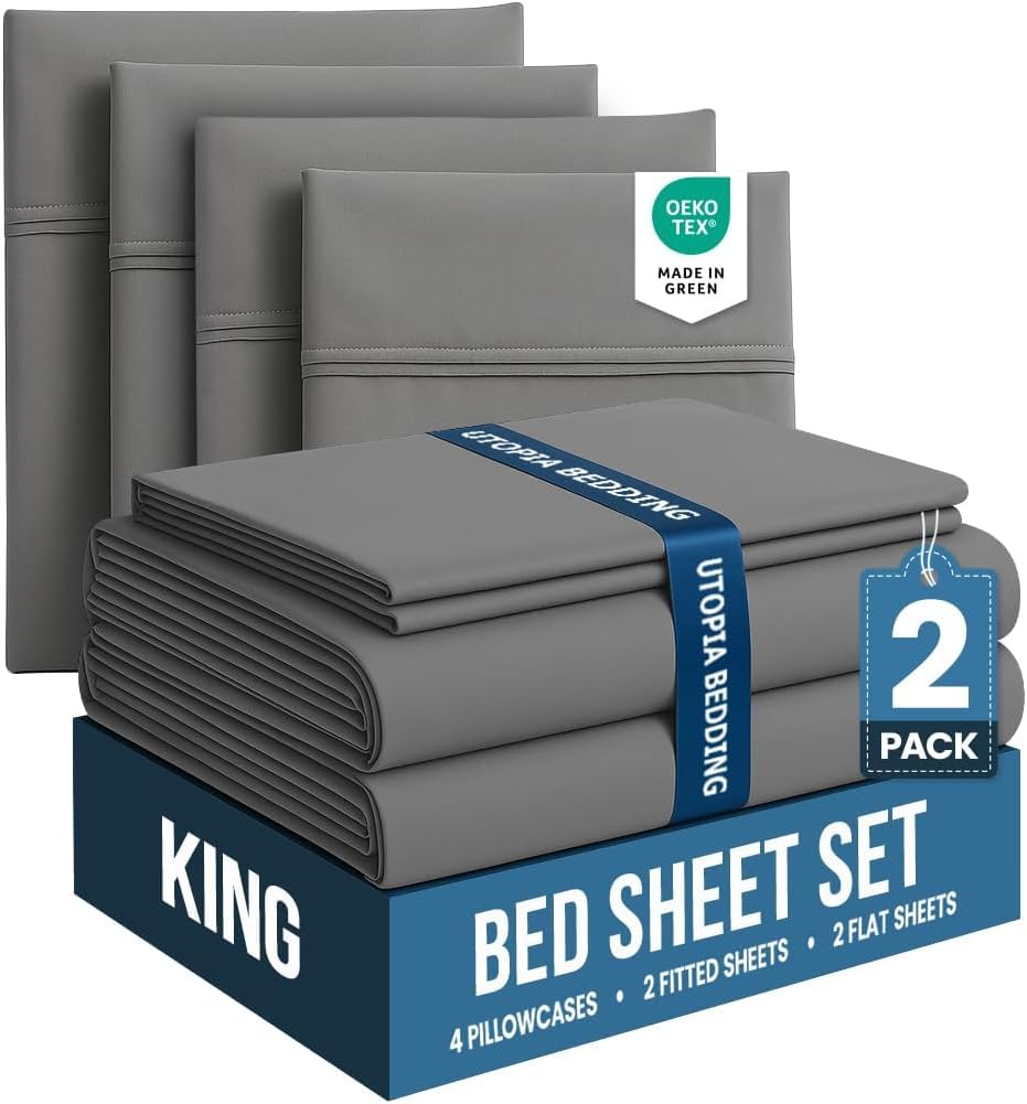 Utopia Bedding Queen Sheet Set – 4 Piece Bed Sheets for Queen Size Bed, Soft and Breathable Microfiber, Includes 1 Fitted Sheet, 1 Flat Sheet and 2 Pillowcases (Grey) - Image 52