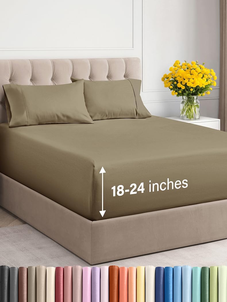 Extra Deep Cal King Sheet Set - 6 Piece Breathable & Cooling Sheets - Hotel Luxury Bed Sheets Set - Easy & Secure Fit - Soft, Wrinkle Free & Comfy Sheets Set - Grey Sheet Set with Extra Deep Pockets - Image 19