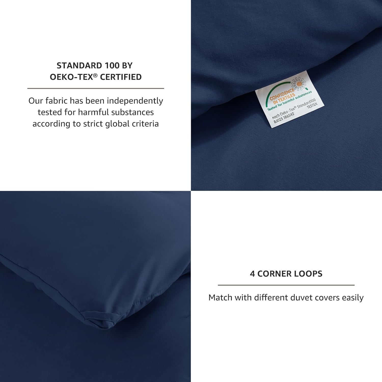 CozyLux Navy Blue Full Size Comforter Set, 3 Pieces Solid Breathable Quilted Style Bedding Sets, Luxury Fluffy Soft Bed Set with Down Alternative Comforter for All Season (1 Comforter & 2 Pillowcases) - Image 5