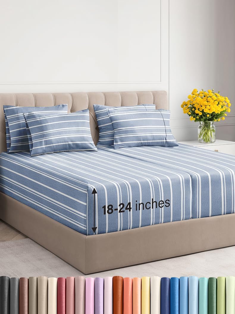 Extra Deep Cal King Sheet Set - 6 Piece Breathable & Cooling Sheets - Hotel Luxury Bed Sheets Set - Easy & Secure Fit - Soft, Wrinkle Free & Comfy Sheets Set - Grey Sheet Set with Extra Deep Pockets - Image 141