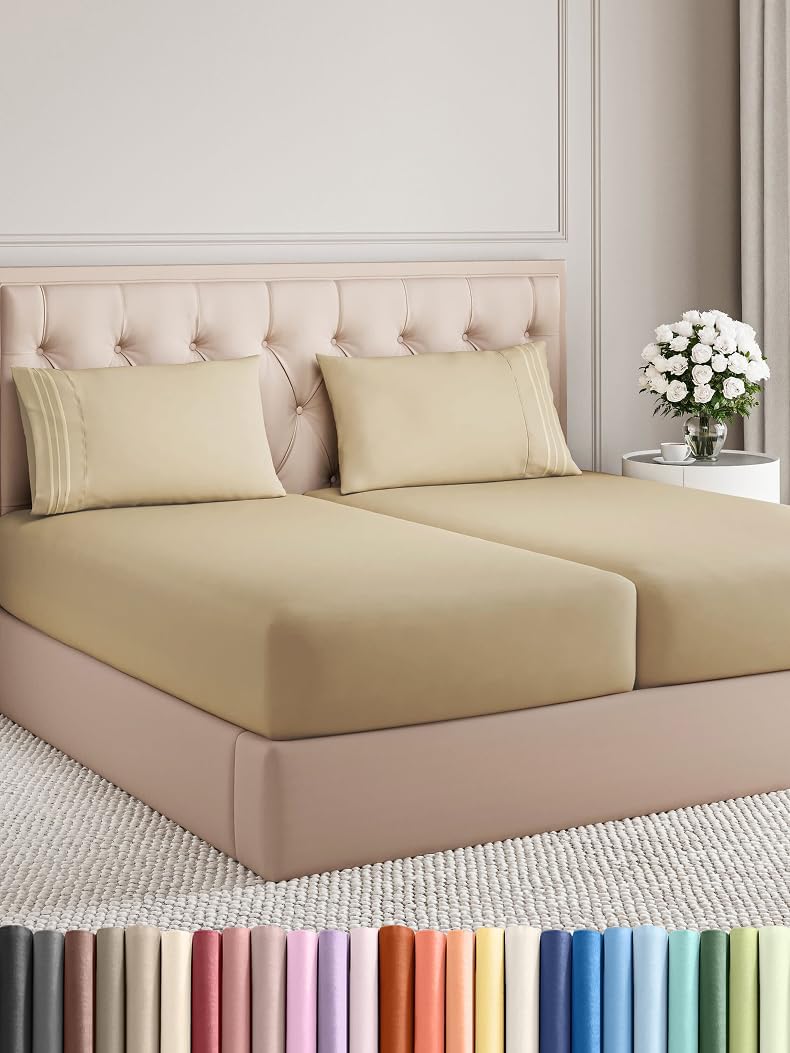 King Size 4 Piece Sheet Set - Comfy Breathable & Cooling Bed Sheets Set - Hotel Luxury Bedding for Women, Men, Kids, Teens, Boys & Girls - Deep Pockets, Soft and Wrinkle Free - Oeko-Tex - French Grey - Image 119