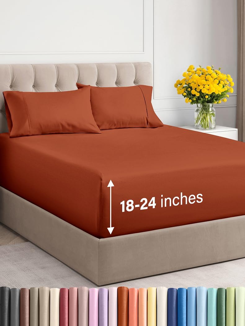 Extra Deep Cal King Sheet Set - 6 Piece Breathable & Cooling Sheets - Hotel Luxury Bed Sheets Set - Easy & Secure Fit - Soft, Wrinkle Free & Comfy Sheets Set - Grey Sheet Set with Extra Deep Pockets - Image 32