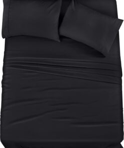 Utopia Bedding Queen Sheet Set – 4 Piece Bed Sheets for Queen Size Bed, Soft and Breathable Microfiber, Includes 1 Fitted Sheet, 1 Flat Sheet and 2 Pillowcases (Black)