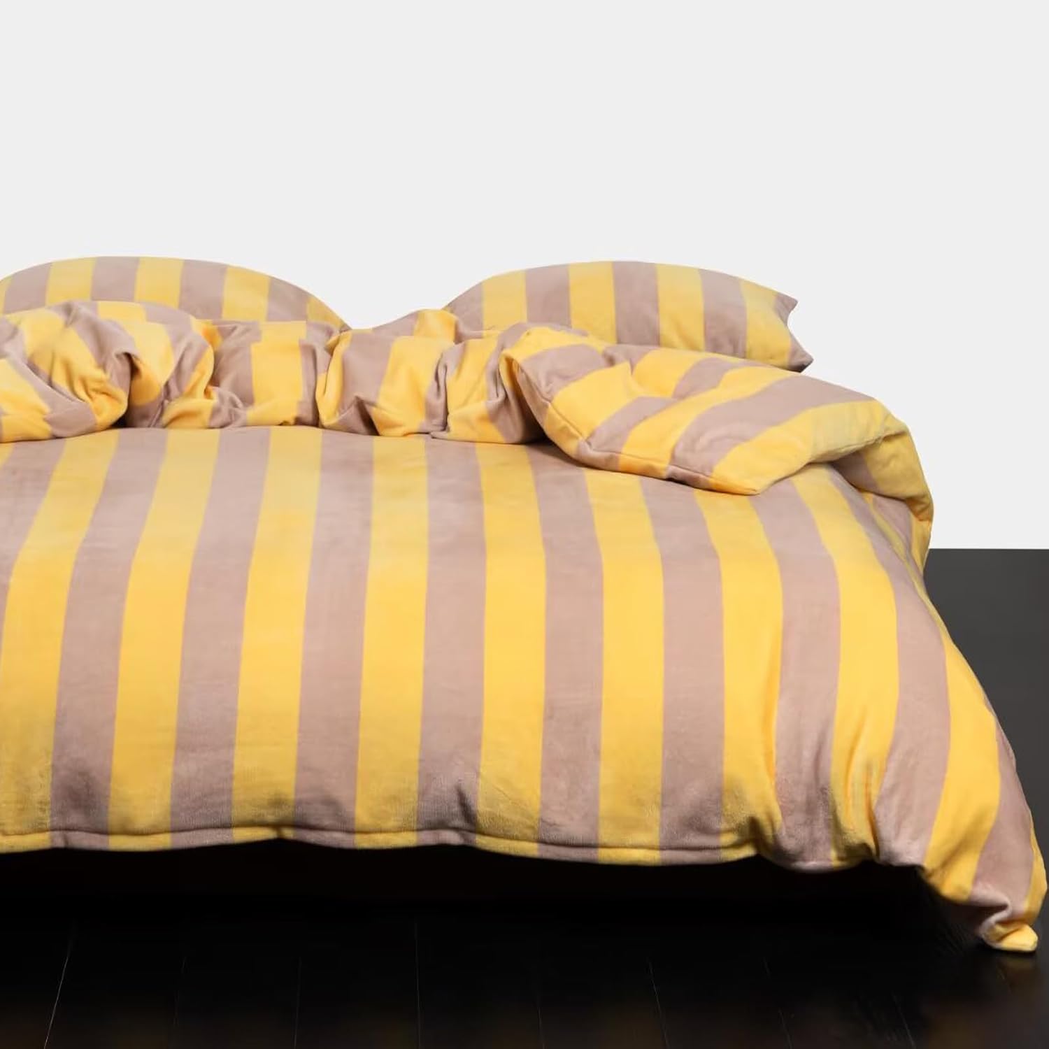 Bedbay Striped Queen Comforter Set Velvety Fleece Comforter Set Modern Style Striped Beding with 2 Pillowcases Lightweight 3 Pcs Boho Bedding Quilt Farmhouse Stripes Fluffy Bed Set for All Seasons - Image 12