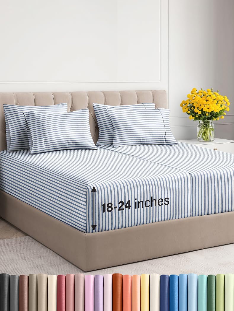 Extra Deep Cal King Sheet Set - 6 Piece Breathable & Cooling Sheets - Hotel Luxury Bed Sheets Set - Easy & Secure Fit - Soft, Wrinkle Free & Comfy Sheets Set - Grey Sheet Set with Extra Deep Pockets - Image 138