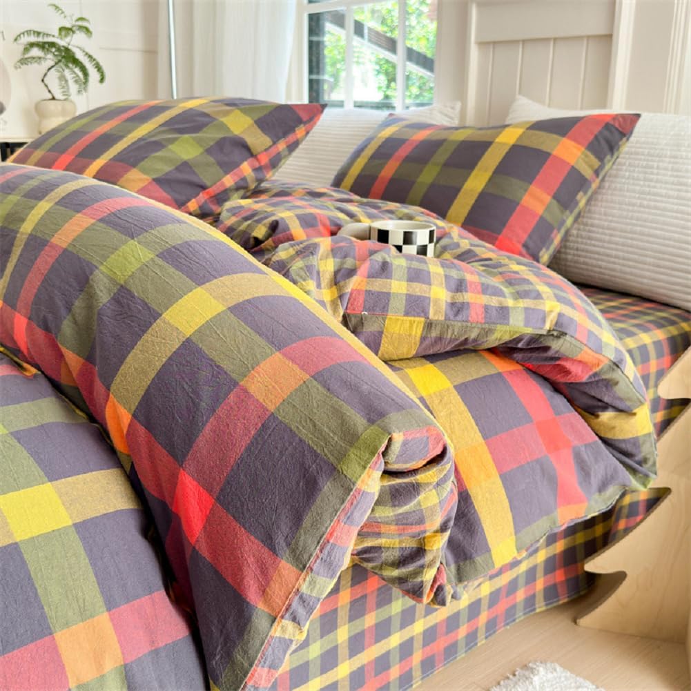 LifeTB Queen Comforter Set Tan Gingham Comforter Modern Style Beige Plaid Comforter Set 3 Pieces Fluffy Grid Checkered Comforter with 2 Pillowcases Boho Gingham Bedding Set Queen Size - Image 33