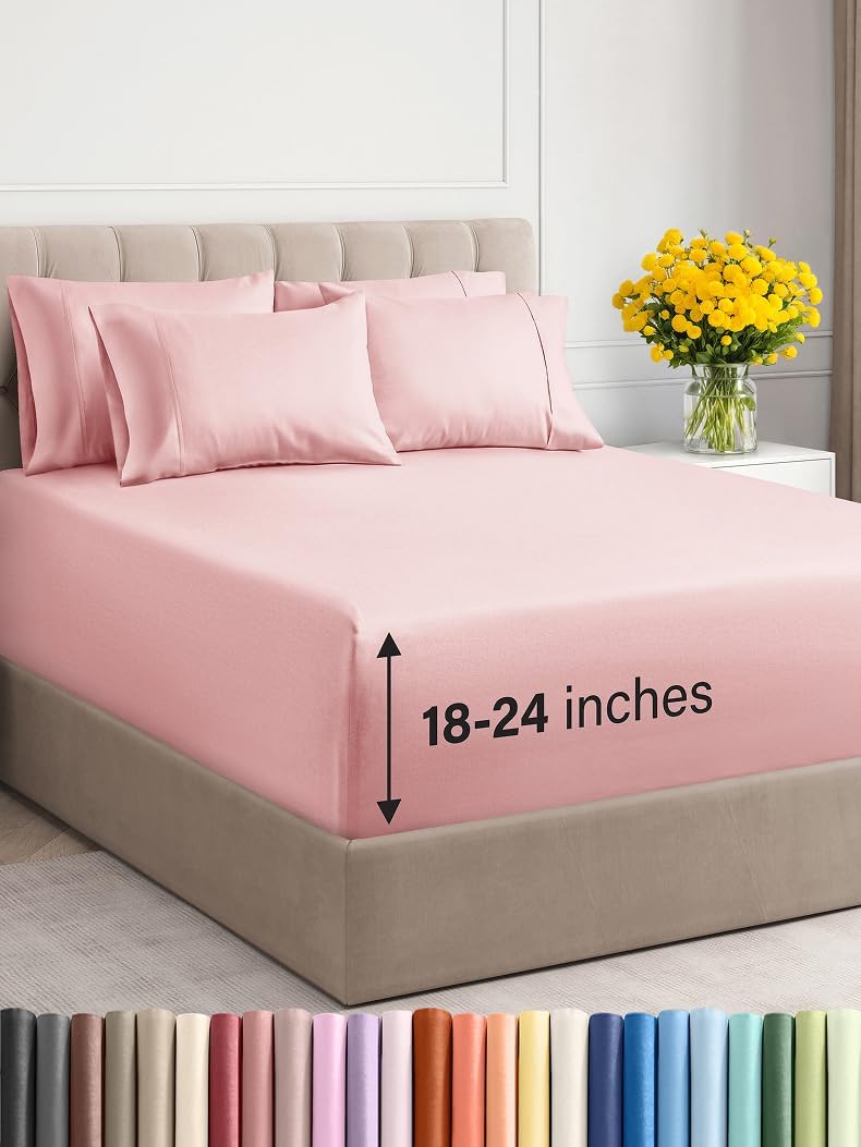 Extra Deep Cal King Sheet Set - 6 Piece Breathable & Cooling Sheets - Hotel Luxury Bed Sheets Set - Easy & Secure Fit - Soft, Wrinkle Free & Comfy Sheets Set - Grey Sheet Set with Extra Deep Pockets - Image 83