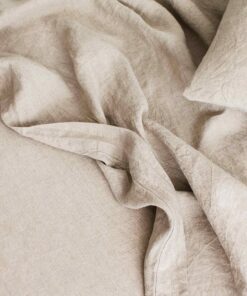 Linen Flat Sheet with Border - Natural