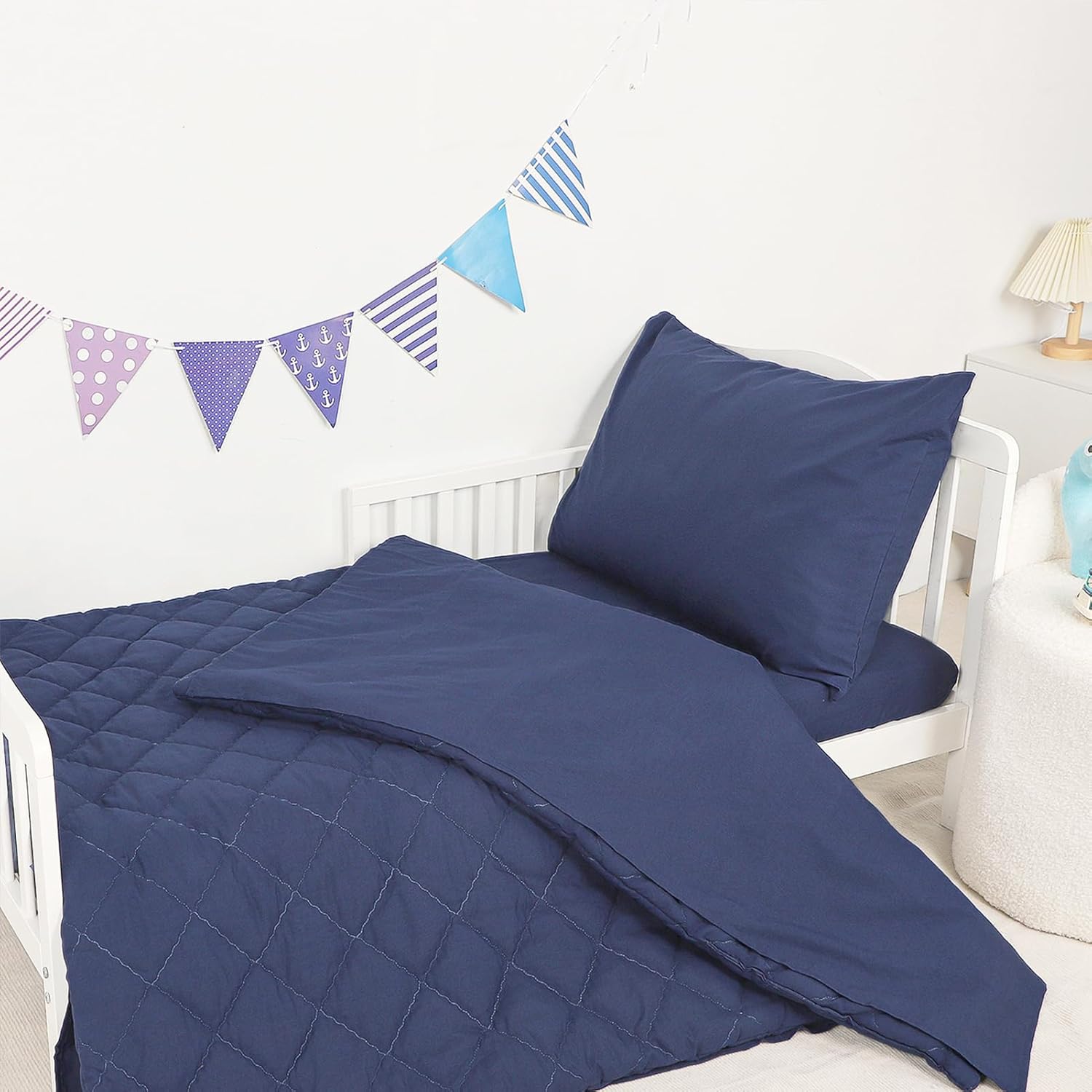 Toddler Bedding Set for Girls, 4 Piece Rainbow Toddler Girl Bedding Set, Super Soft & Lightweight Toddler Comforter Set Includes Comforter, Flat Sheet, Fitted Sheet, Pillowcase (Pink) - Image 7