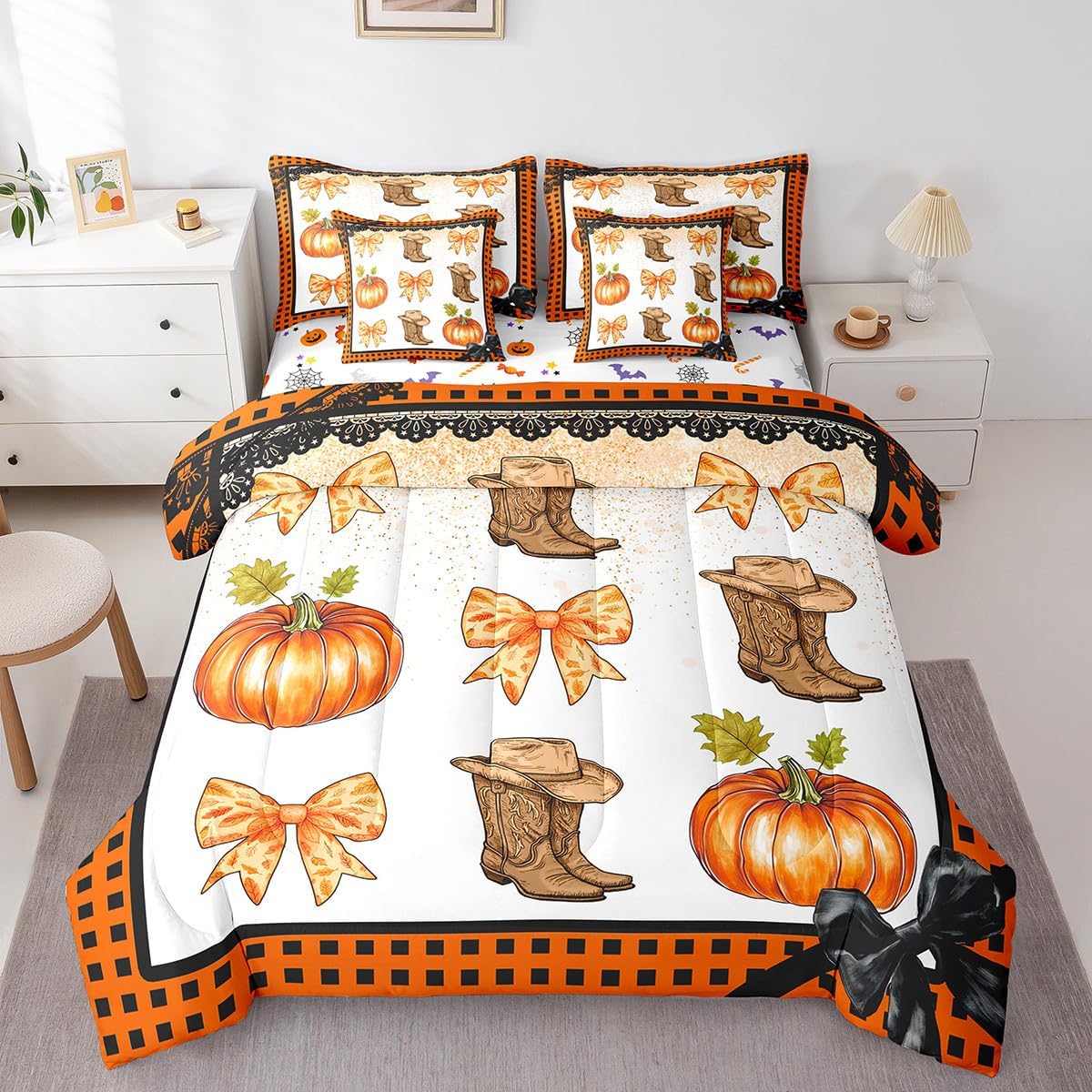 Erosebridal Kawaii Bowknot Girls Bed in A Bag with Sheets Dreamy Princess Style Twin Comforter Set 7 Piece for Kids Teen Women,Girly Cute Bow Bedding Set Pink Bow Tie Bed Set Bedroom Decor - Image 42