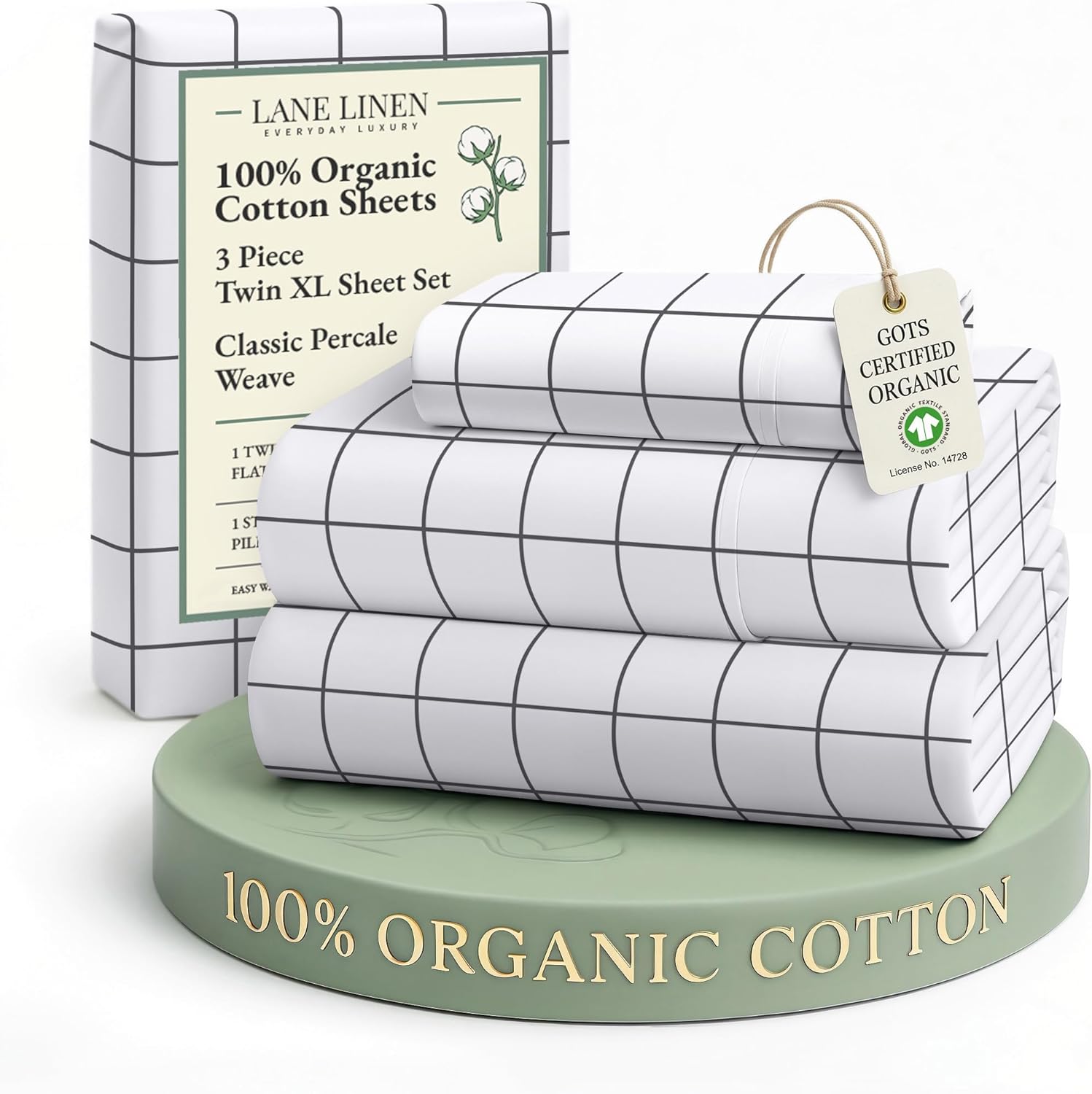 LANE LINEN 100% Organic Cotton King Size Sheets Set, Soft & Comfy All Season Breathable Sheets King Size, Percale Weave Fully Elasticized Eco Friendly Naturally Cooling King White Bed Sheets - Image 52