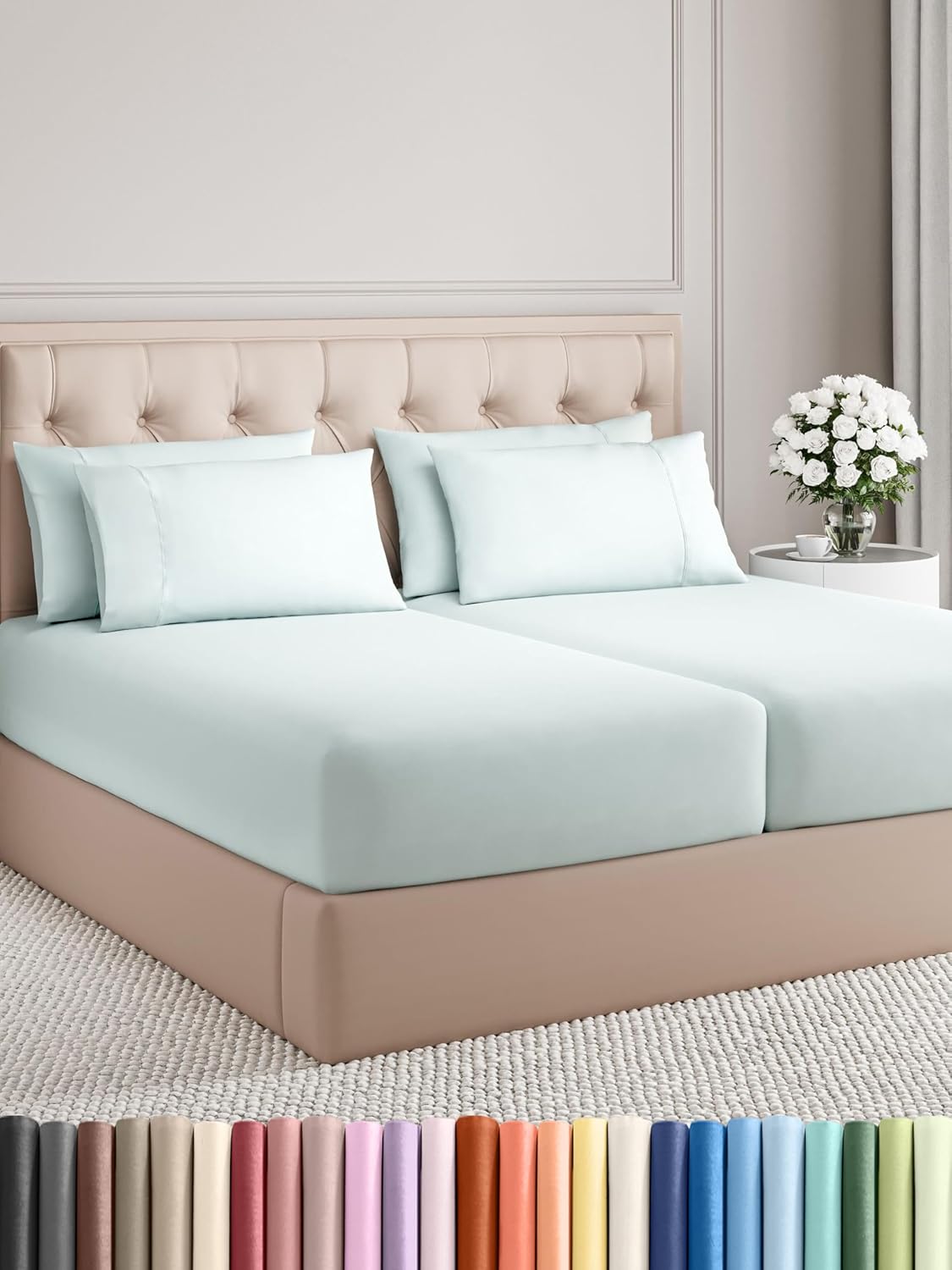 King 6 Piece Sheet Set - Cooling and Breathable Bed Sheets - Hotel Luxury Bed Sheets for Women, Men, Kids & Teens - Bedding with Deep Pockets & Easy Fit - Soft and Wrinkle Free - King Dark Grey Sheets - Image 116