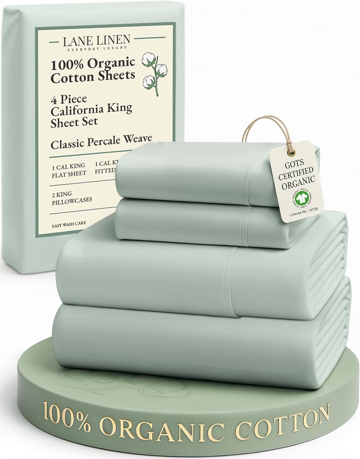 LANE LINEN 100% Organic Cotton King Size Sheets Set, Soft & Comfy All Season Breathable Sheets King Size, Percale Weave Fully Elasticized Eco Friendly Naturally Cooling King White Bed Sheets - Image 154