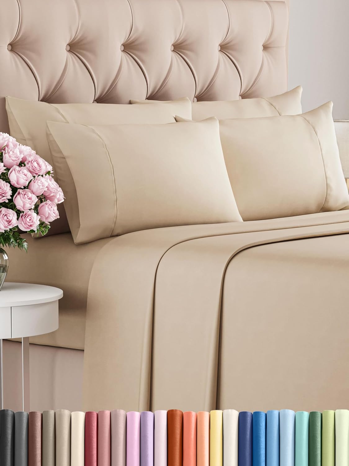 King 6 Piece Sheet Set - Cooling and Breathable Bed Sheets - Hotel Luxury Bed Sheets for Women, Men, Kids & Teens - Bedding with Deep Pockets & Easy Fit - Soft and Wrinkle Free - King Dark Grey Sheets - Image 60