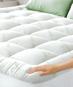 Ultra Soft Full Size Mattress Topper - Viscose Made from Bamboo Pillow Top Mattress Pad for Back Pain Relief - Naturally Cooling for Hot Sleepers, Green
