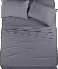 Utopia Bedding Queen Sheet Set – 4 Piece Bed Sheets for Queen Size Bed, Soft and Breathable Microfiber, Includes 1 Fitted Sheet, 1 Flat Sheet and 2 Pillowcases (Grey)
