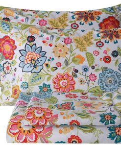 Bedlifes Queen Sheet Set Ultra Soft Breathable Silky Flower Bed Sheets Deep Pocket 100% Microfiber Bedding Sheets 4 Piece Queen Size Floral Spring