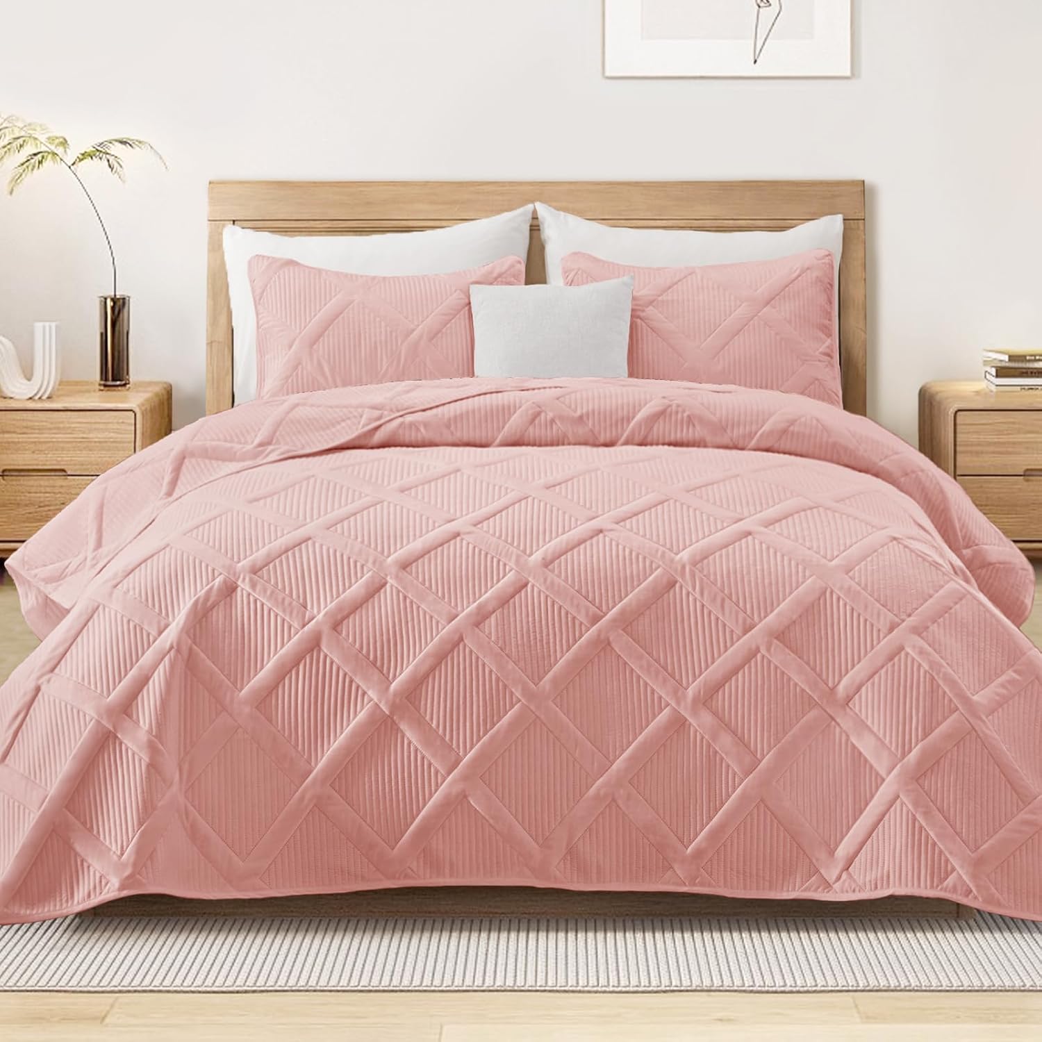 Exclusivo Mezcla King Quilt Set- White Quilts Bedding Set with 2 Pillow Shams, Modern King Bedspread with Striped Pattern, Soft Lightweight Bedspreads Coverlets for All Seasons - Image 8