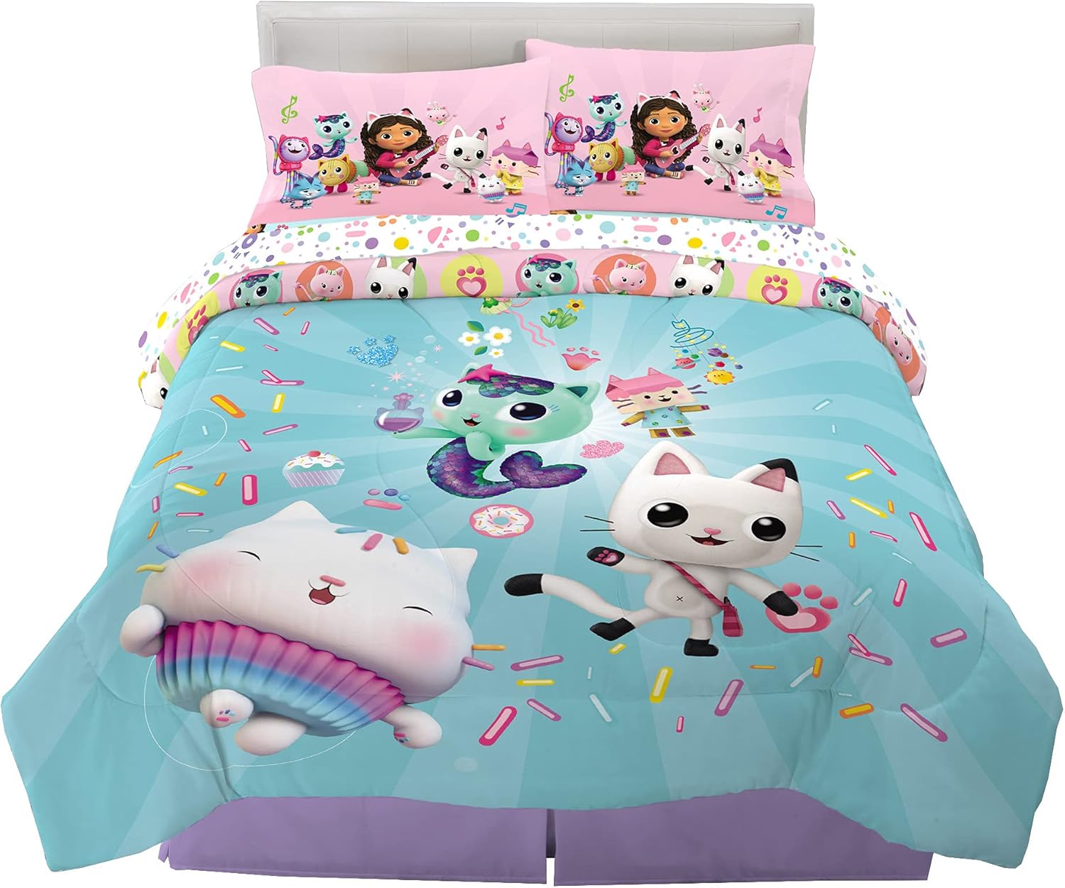 DreamWorks Gabby's Dollhouse Cakey, MerCat And Pandy Kids Bedding Super Soft Comforter And Sheet Set, 4 Piece Twin Size, By Franco - Image 14