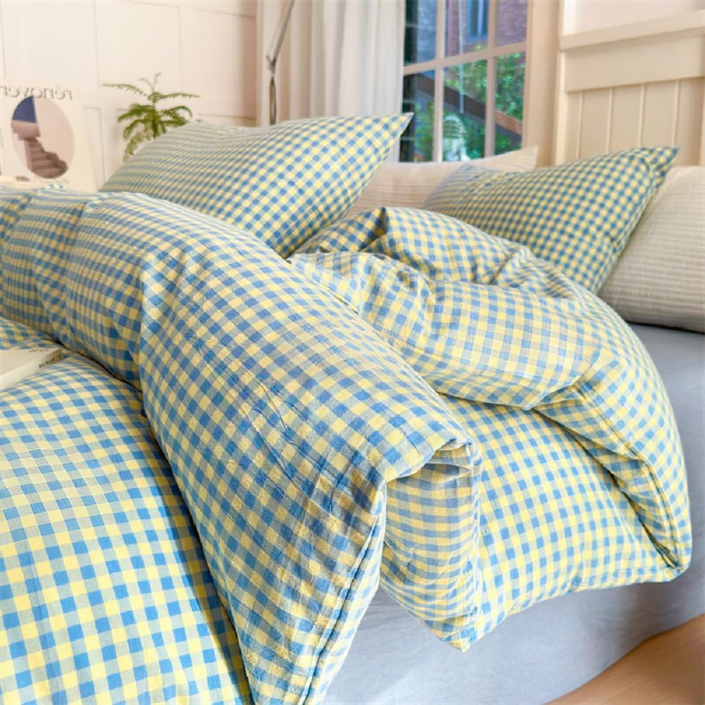 LifeTB Queen Comforter Set Tan Gingham Comforter Modern Style Beige Plaid Comforter Set 3 Pieces Fluffy Grid Checkered Comforter with 2 Pillowcases Boho Gingham Bedding Set Queen Size - Image 17
