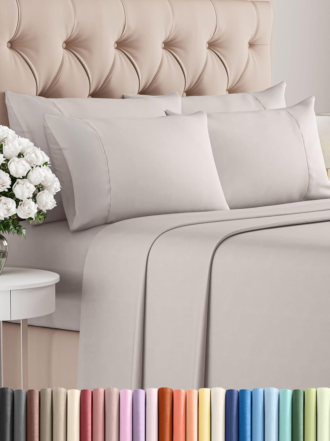 King 6 Piece Sheet Set - Cooling and Breathable Bed Sheets - Hotel Luxury Bed Sheets for Women, Men, Kids & Teens - Bedding with Deep Pockets & Easy Fit - Soft and Wrinkle Free - King Dark Grey Sheets - Image 55