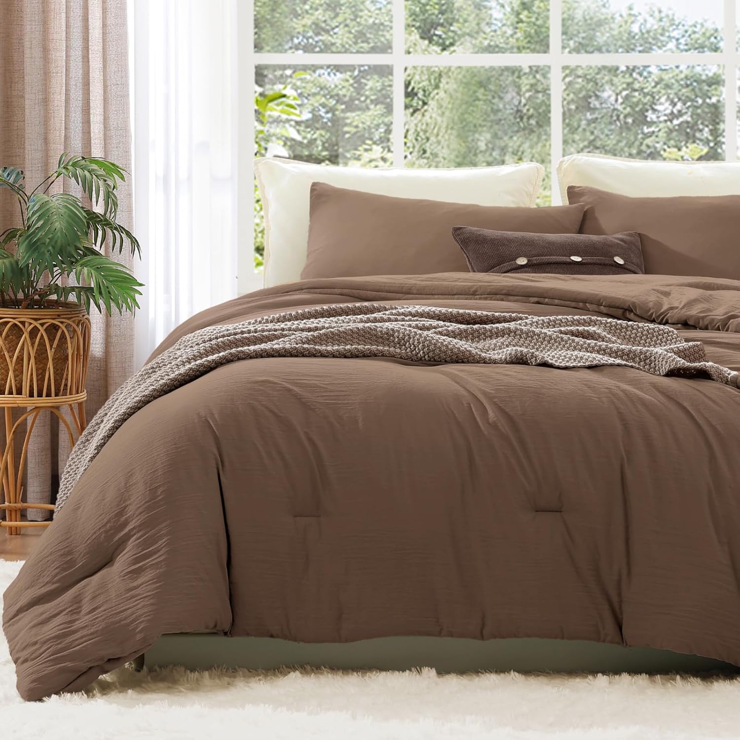 WRENSONGE King Size Comforter Set - 3 Pieces Olive Green Comforter Prewashed Soft Lightweight for All Seasons,Fluffy Down Alternative Comforter King Size with 2 Pillow Shams - Image 29