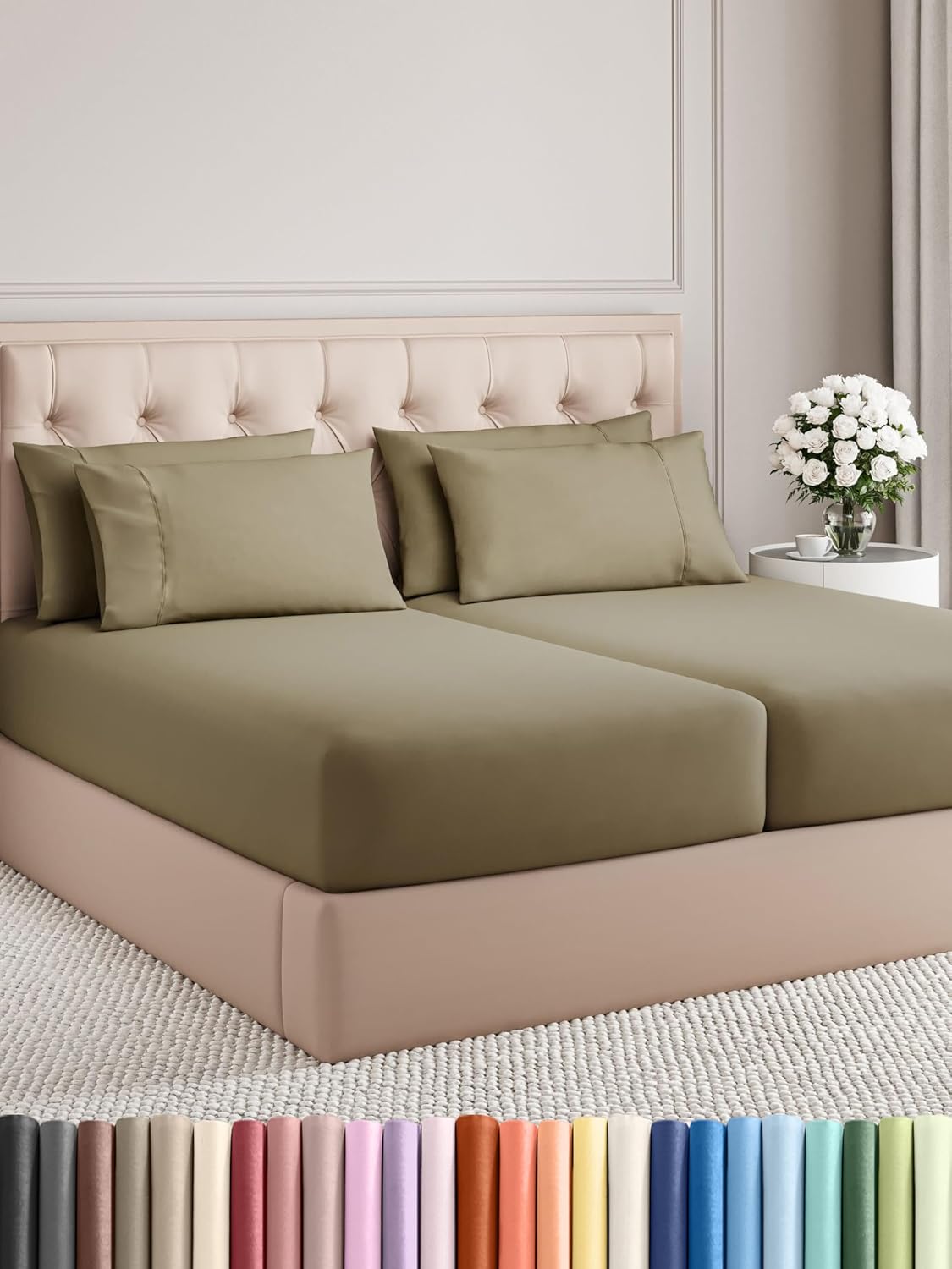 King 6 Piece Sheet Set - Cooling and Breathable Bed Sheets - Hotel Luxury Bed Sheets for Women, Men, Kids & Teens - Bedding with Deep Pockets & Easy Fit - Soft and Wrinkle Free - King Dark Grey Sheets - Image 114