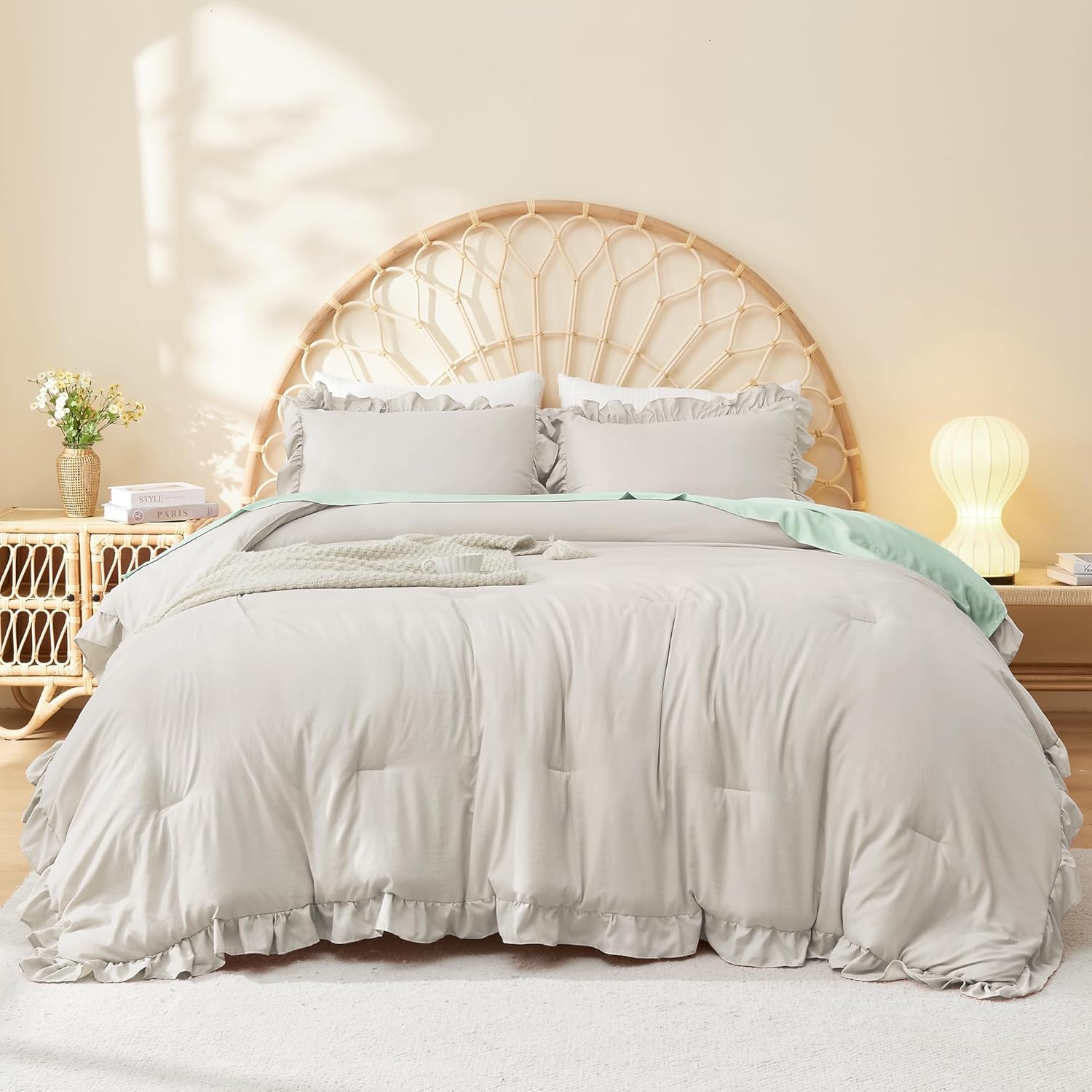 Litanika Full Size Comforter Sets, 3 Pieces Blush Pink Ruffle Girls Women Cute Bedding Comforters & Sets, Lightweight Fluffy Microfiber as Gift (79x90In Comforter & 2 Pillowcases) - Image 16