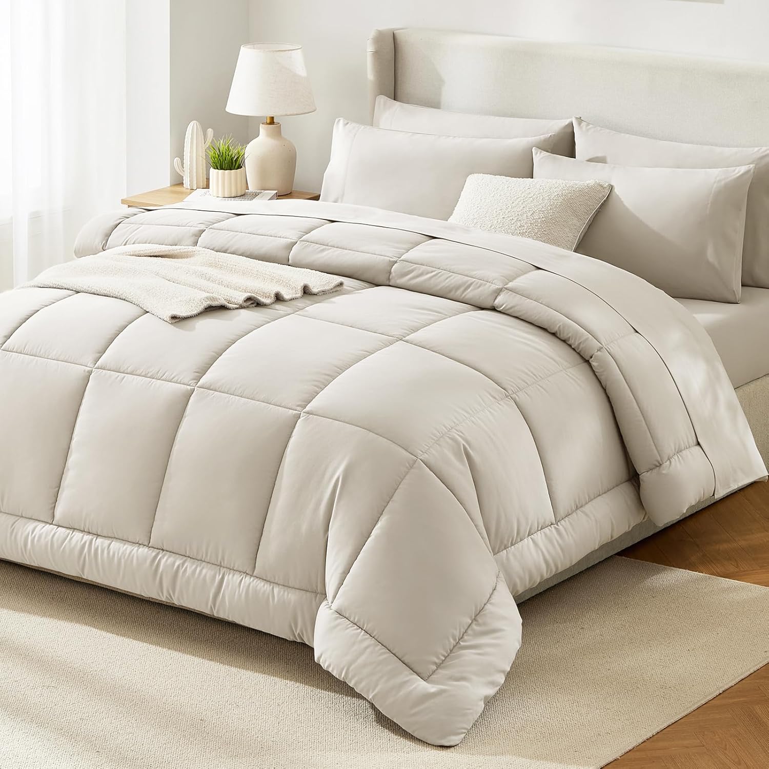 CozyLux King Size Comforter Set Black, 7 Pieces Bed in a Bag, Black Comforter King Size, All Season Bedding Sets with Stitch Quilted Comforter, Flat Sheet, Fitted Sheet, Pillowcases - Image 9